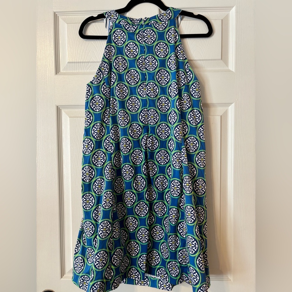 Dizzy Lizzie Vibrant Blue and Green Patterned Mini Dress Large - Picture 4 of 6